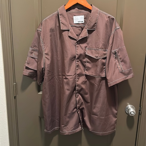 EPTM REWORK SNAP SHIRT-BROWN - Picture 1 of 4